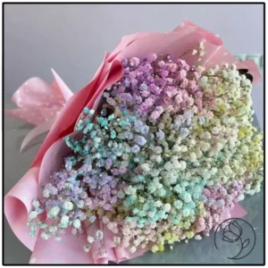 دسته گل ژیپسوفیلا رنگی صورتی